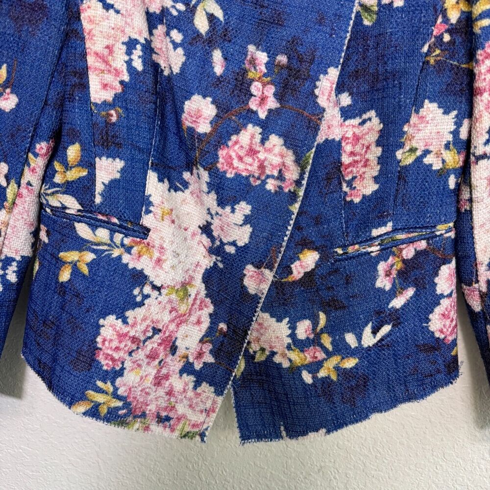 Soft Surroundings Jacket Womens 10 Floral Spring Blazer Career Snap Button Blue - Picture 5 of 10